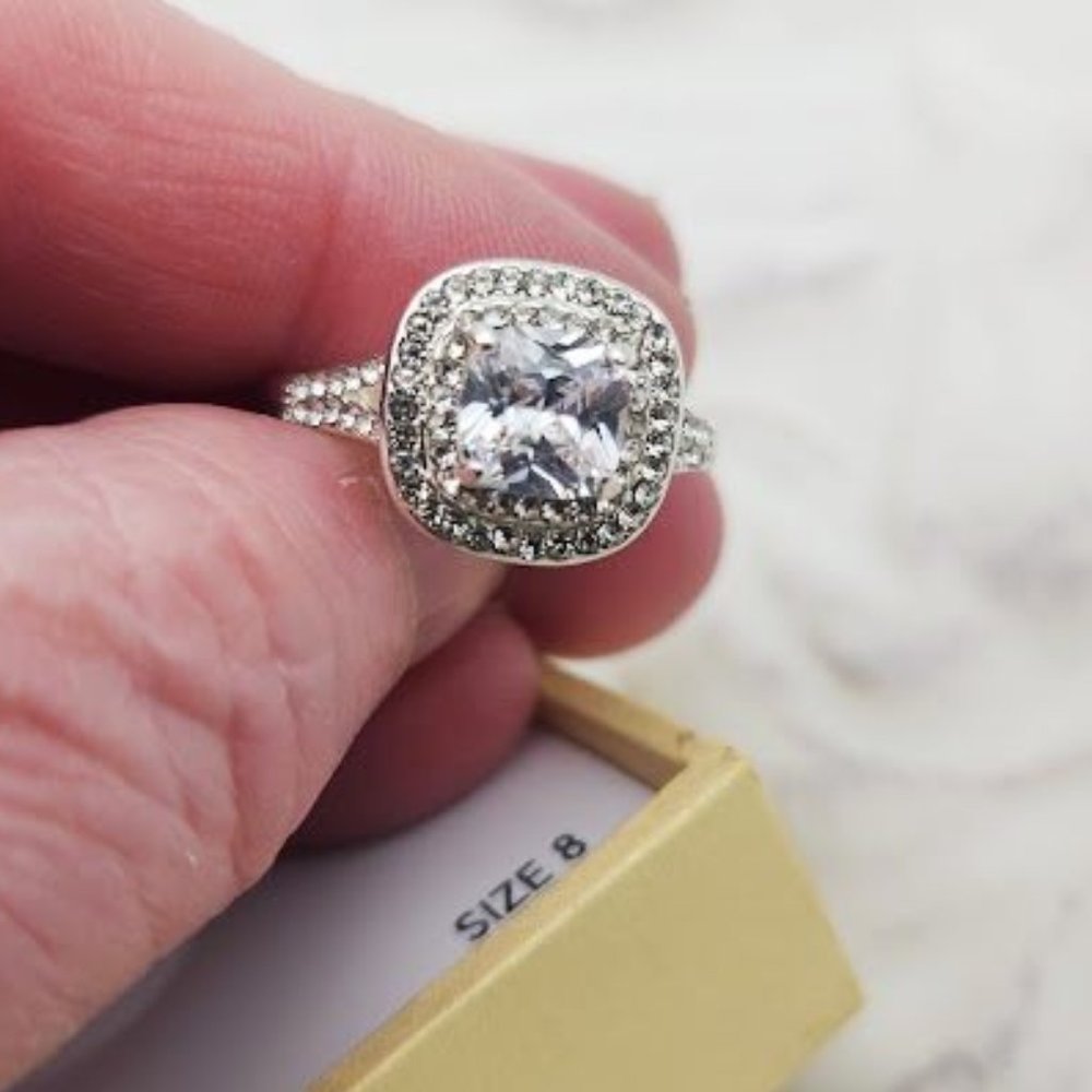 NWT Charter Club silver plated cz ring sz 8 - Picture 2 of 6